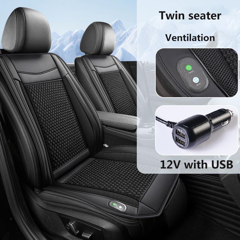 12V Woven Cooling Seat Cushion Ventilation Massage Summer Seat Mat Double Seat Cushion Automotive Universal Seat Backrest
