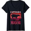Womens Capybara Mom Rodent Cabybaras Lover V-Neck T-Shirt