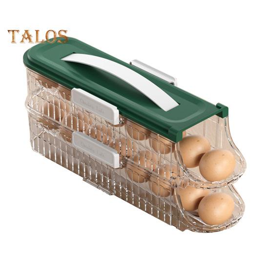 

Ящик для хранения яиц в холодильнике, автоматический вращающийся органайзер для яиц, большая емкость, прозрачный, штабелируемый диспенсер для яиц с крышкой Dual Layer зелёный