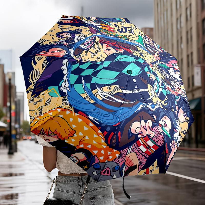 Vibrant Anime Characters Umbrella 8-Frame for Travel, Camping, Casual Lightweight Portable Umbrella, Essential for Every Family Holidays Gift