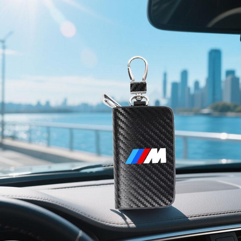 HINB3 Car Case Keys Pouch Carbon Fiber Fabric Keychain Bag For BMW M Power X1 e84 X3 f25 X5 e53 x6 e71 ix3 i3 320i 330d M4 1 3 Series