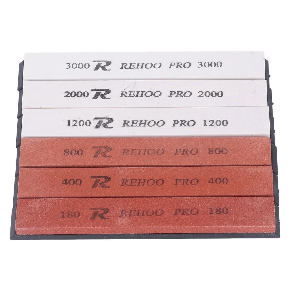 6 PCS White Reddish Brown Sharpening Stone Set White Corundum Whetstone Set Home Kitchen