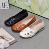 Doudou shoes women's spring 2024 new flat-soled leather shoes low heel niche hollow single shoes one pedal soft-soled mother shoes
