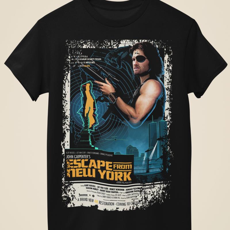 Escape From New York Filmplakat Inspiriertes Unisex Schwarzes T-Shirt