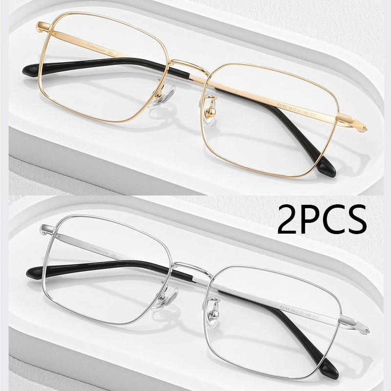 

2Pcs Metal Frame Square Reading Glasses Anti-Fatigue Fashion High Definition Presbyopia Diopter