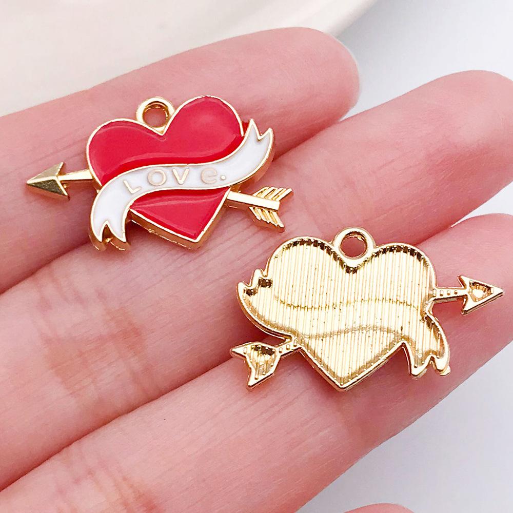 Red And Love Heart Peach Jewellery Accessories Diy Bracelet Keychain Necklace Pendant Alloy Oil Drop