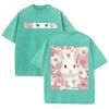 Double Sided Animal Pattern Print Vintage Washed T Shirt Oversized Cotton Aesthetic Kawaii Casual Short Sleeve Streetwear Tee