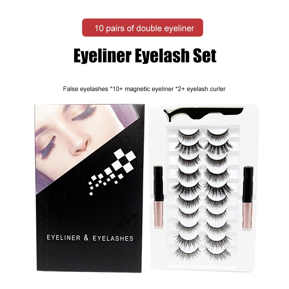 10 Pairs Magnetic False Eyelashes with Magnetic Eyeliner Magnetic Eyelashes Kit Reusable and No Glue Needed Eyelashes Set