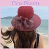 Summer Ladies Organza Floral Sun Hat With Wide Brim For Beach Outdoor Sun Protection