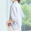 Navava Women Casual Daily Stripe Collar 5 Sleeve Shirt Blouse Nb3190