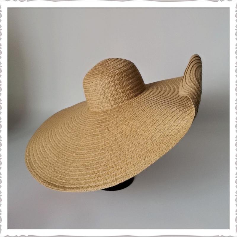 CM oversized brim braided hat women's spring and summer versatile beach hat vacation sun hat sun hat