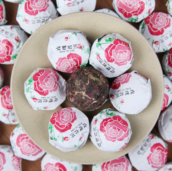 Yunnan Mini Tuocha Rose Pu er Ripe Herbal Tea with Double Petal Red Rose 500g