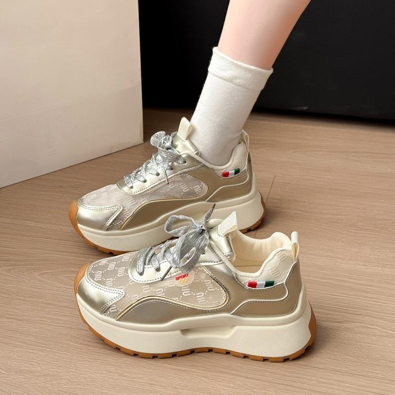 Spring and Autumn Elegant Solid Color Thick Bottom Sports and Leisure Shoes Fashion New Comfortable Women's Vulcanized Shoes