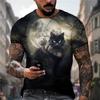 Animal Cat Print Men's T-shirt Harajuku Cute Loose Short-sleeved Tops Fashion Simple T Shirt Oversized Men Women Unisex Clothing