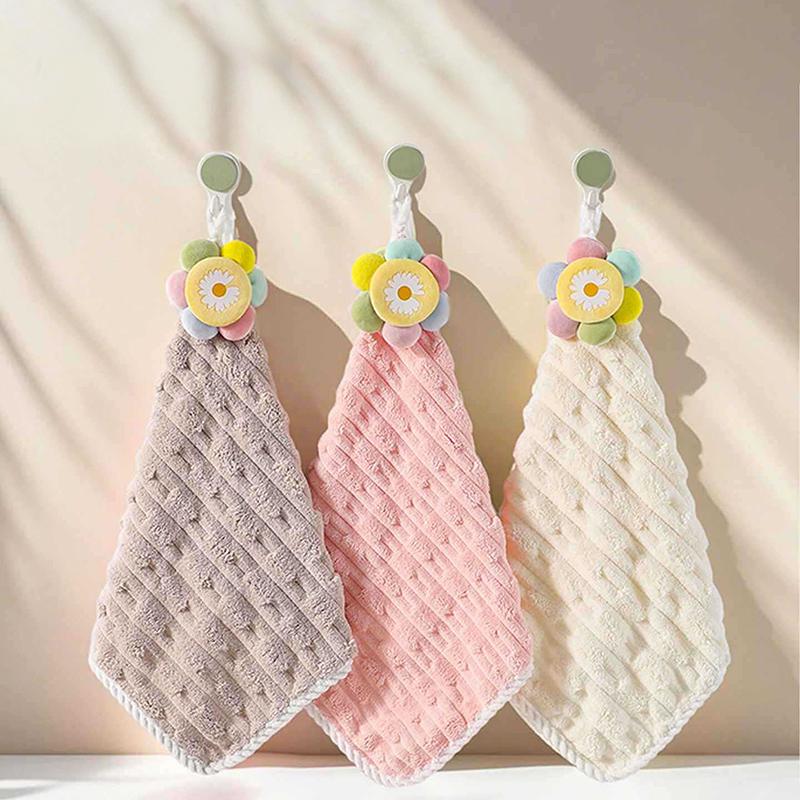 Blumen Handtuch mit Aufhängeschlaufe, Schnelltrocknend, Weich, Hochsaugfähig, Aus Mikrofaser, Geeignet für Badezimmer und Küche