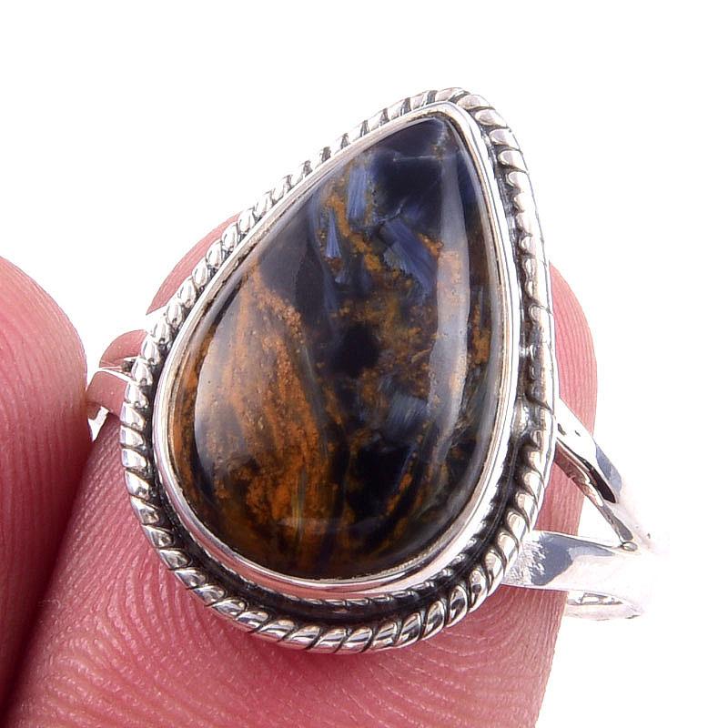 

Natural Pietersite Gemstone Handmade 925 Solid Sterling Silver Ring Size 8 M6b84