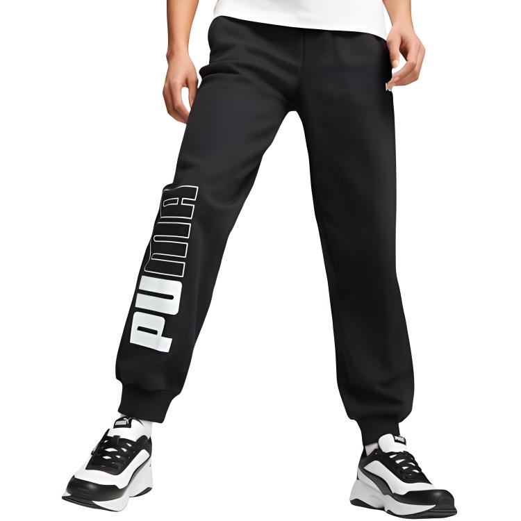 Puma Basic Series Comfortable Soft Logo Letter Print Knitted Sports Pants Women Pants Black 680273-01