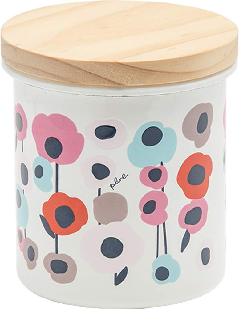 

Tamahashi Canister Storage Container, Enamel, 750ml, Made in Japan, Prune and Fluffy Flower Design, CA-301