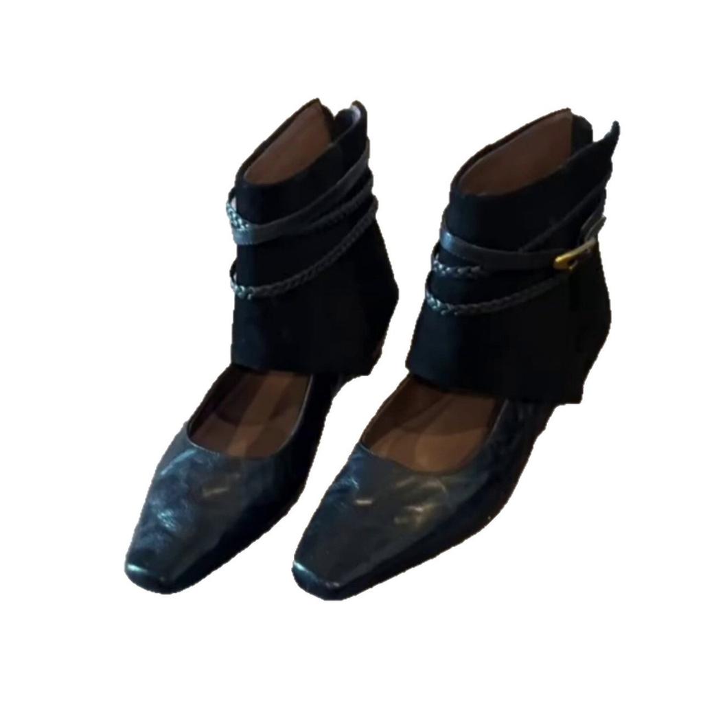 Inner height increase cm Maillard retro temperament thin boots women's new niche Spice Girl square head hollow short boots
