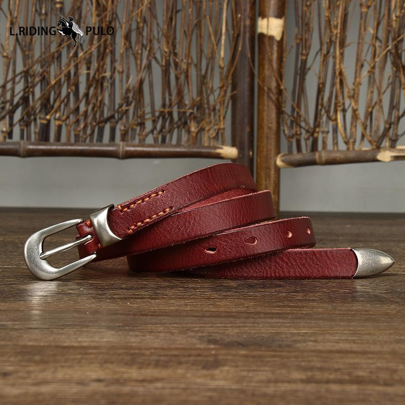 Genuine Leather Belt for Women with Pin Buckle Korean Style Trendy All-match Personality Retro Pure Cowhide Pants Belt Waist Belt