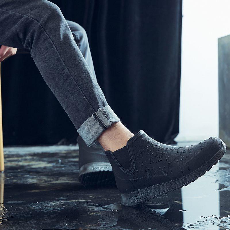 Fashion Rain Shoes Men Wear Non-slip Rain Boots Soft Sole Non-slip Kitchen Rubber Shoes Outdoor Fishing Waterproof Shoes Men