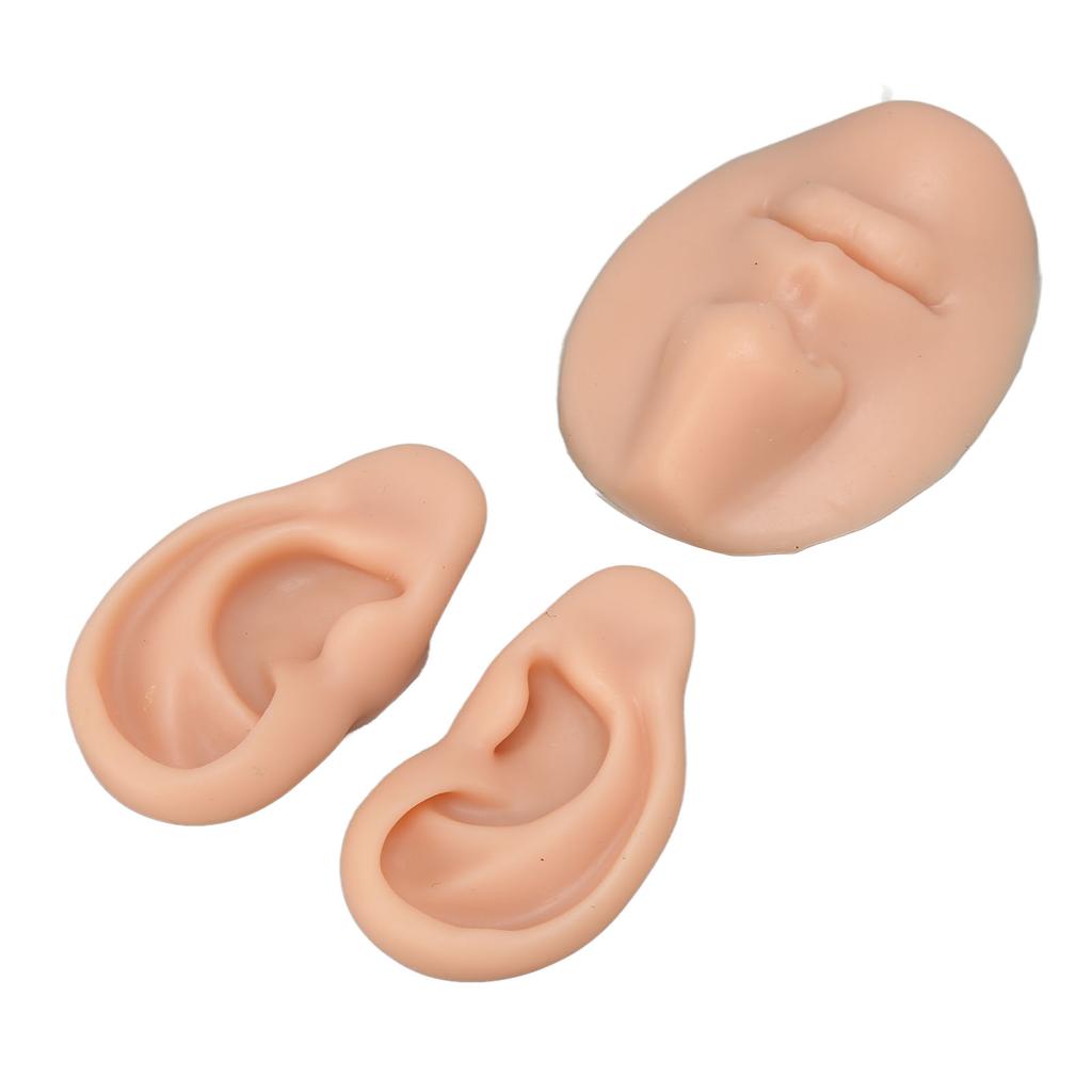 Silicone Ear Model Novice Simulated 3D Nose and Mouth Model Display Prop Teaching Tool for Piercing