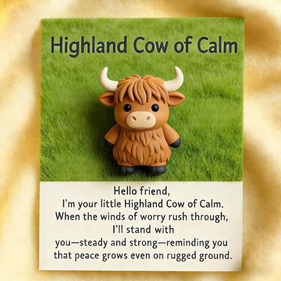 Pocket Friends of Hugs And Hope Mini Penguin Elephant Bear Highland Cow Ornament with Card Emotional Support Gift for Kids Women Men Loved Ones