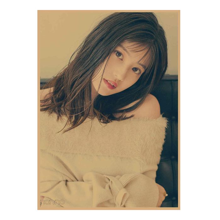 Mio Imada Retro Kraft Paper Poster - Japanese Beauty Wall Art Mural
