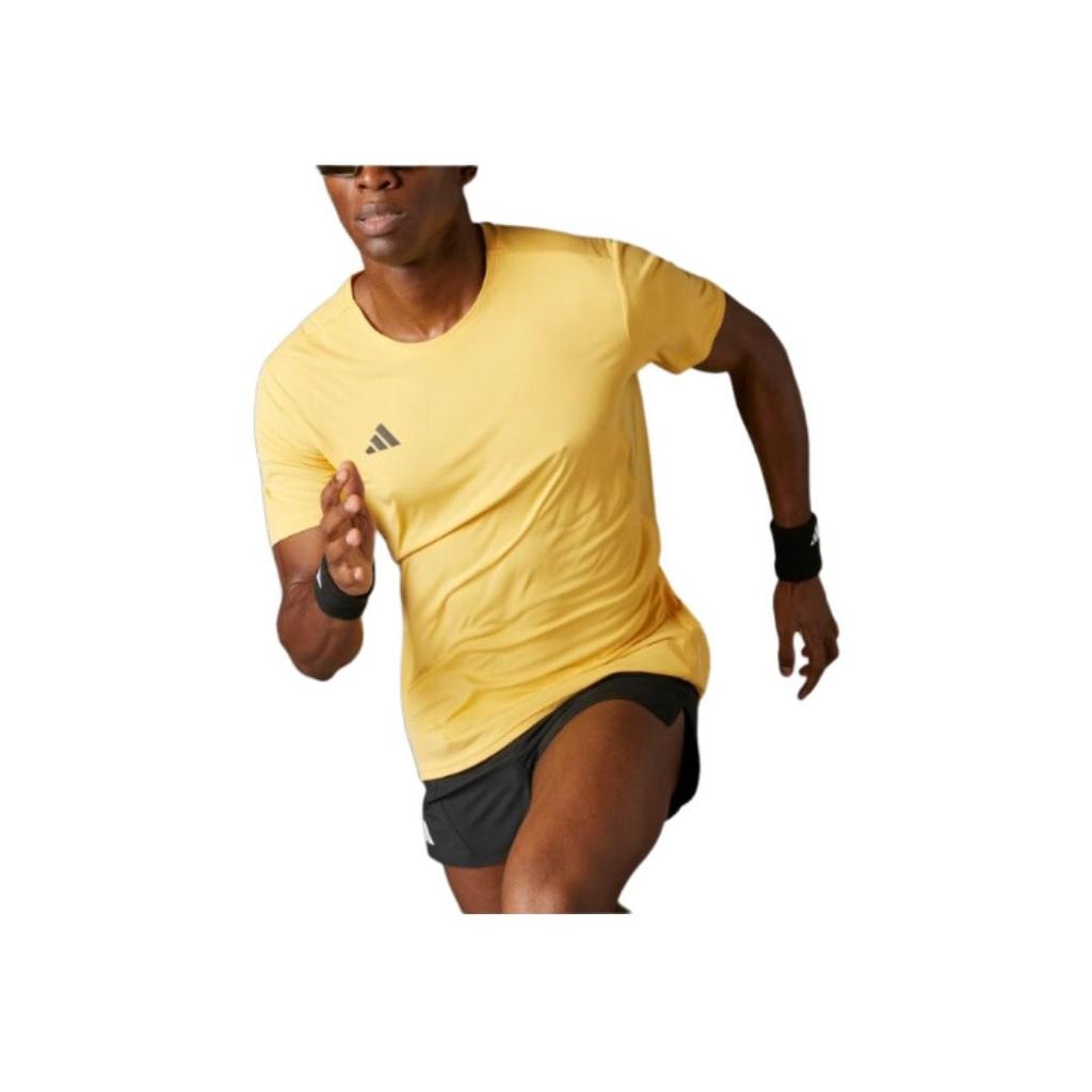 adidas Slim Fit Comfortable Round Neck Short Sleeve T-Shirt With Solid Color Print Logo Men Tops Light-Yellow IR7126