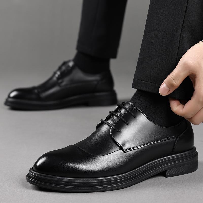 Spring Leather Shoes Men's Business Dress Casual Men's British Style Commuter Suit Wedding Groom Shoes