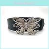 Trendy Black Metal Butterfly Buckle Decorative Waist Belt For Women Stylish Fashion