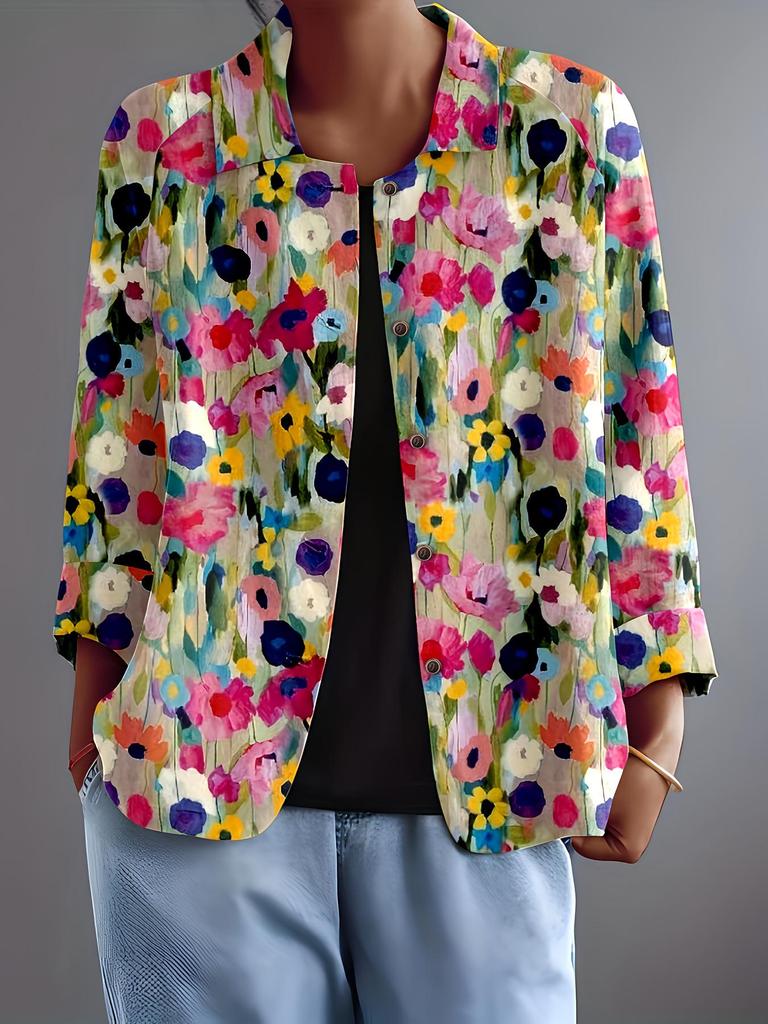 2025 Retro Print Long Sleeve Women's Shirt - European & American Style