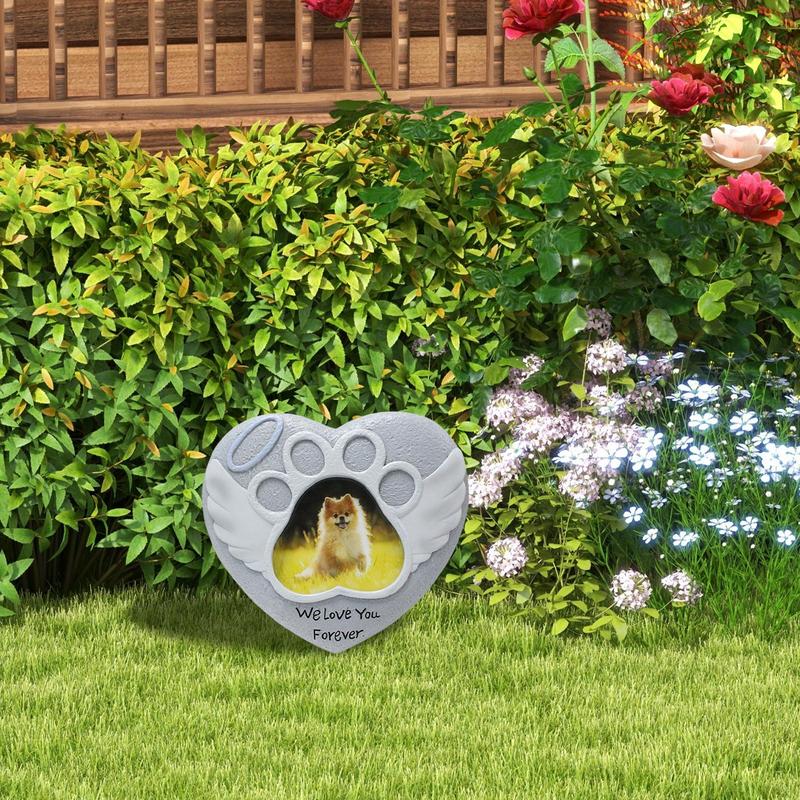 Hunde-Gedenkstein Für den Verlust eines Hundes Verlust eines Hundes Beileid Liebes Herzförmiger Harz-Gedenkstein Himmel Grabsteine Trauer Für