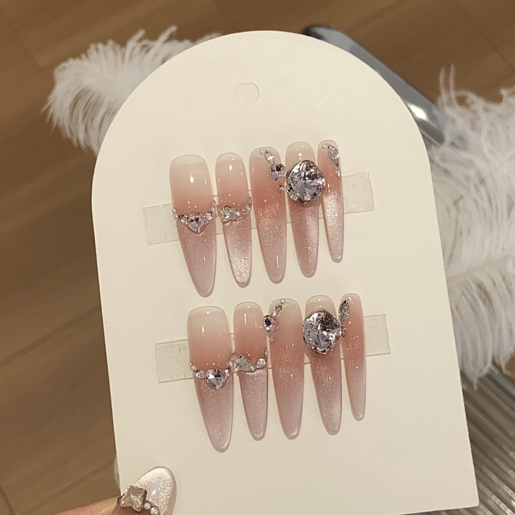 Ice-transparent Pink Gradient Cat Eye Pearl Small Broken Diamond Square Diamond Pure Desire Carra Wear Armor Patch