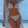 1011 Three-piece Swimsuit with Sunscreen Cover, Trendy Beach Swimsuit Three-piece Set