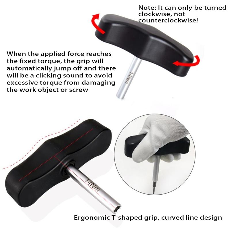 For T Torque Wrench Tool Steel Preset Torque Tool Fiting for 1/4-inch Hex for Key Hand Manual Tool 6/7/8/9/10/11/12/13/1