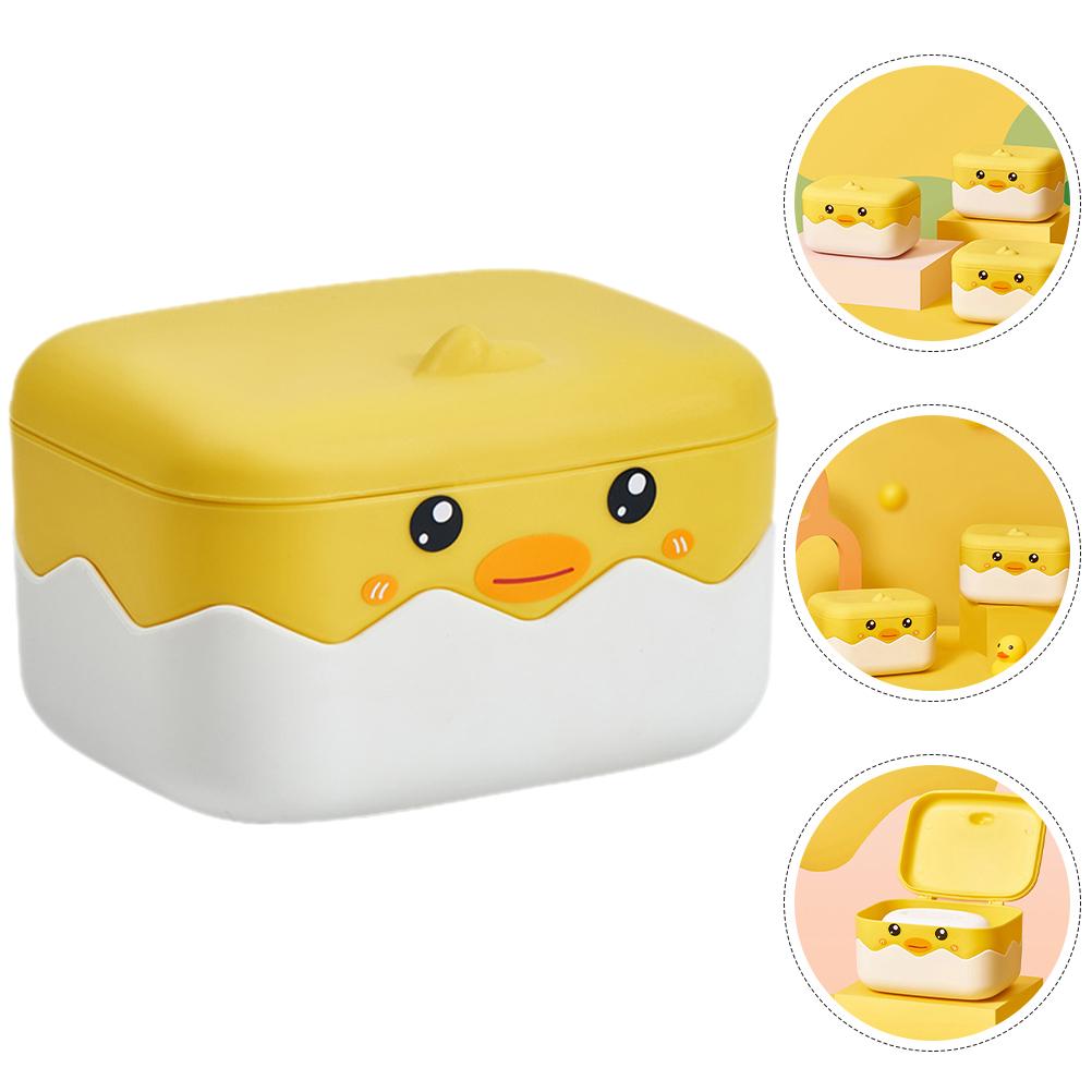 Soap Holder Container Portable Bathroom Dish Shower Little Yellow Duck No Punching Case Decorative Animal