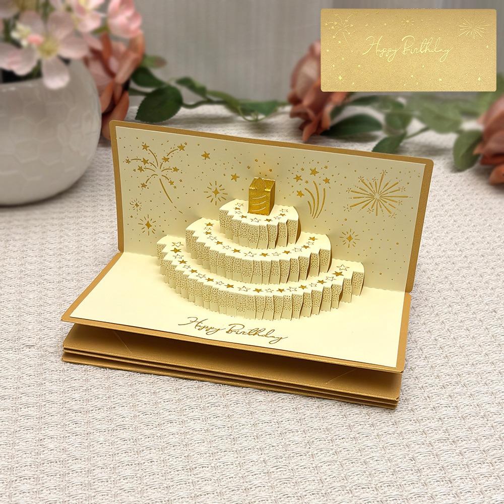 

3D Pop-Up Birthday Red Envelope Greeting Card Foldable 6 Card Slots New Year s Money Red Envelope Gold-stamped Cover золотой