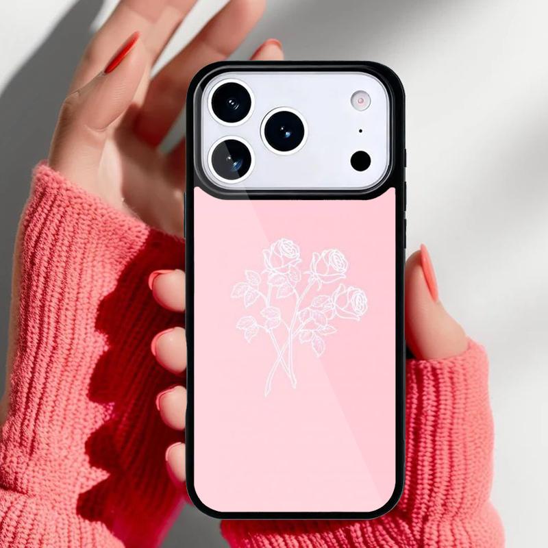 Pink Glitch Flower Aesthetic Phone Case for iPhone 17 Air 16e 15 14 13 Pro Max Back Cover for 12 11 Pro Coque