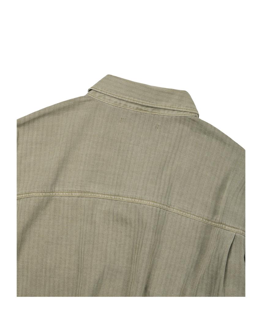 ETCE (Base) Herringbone Washed Pocket Shirt (Beige)