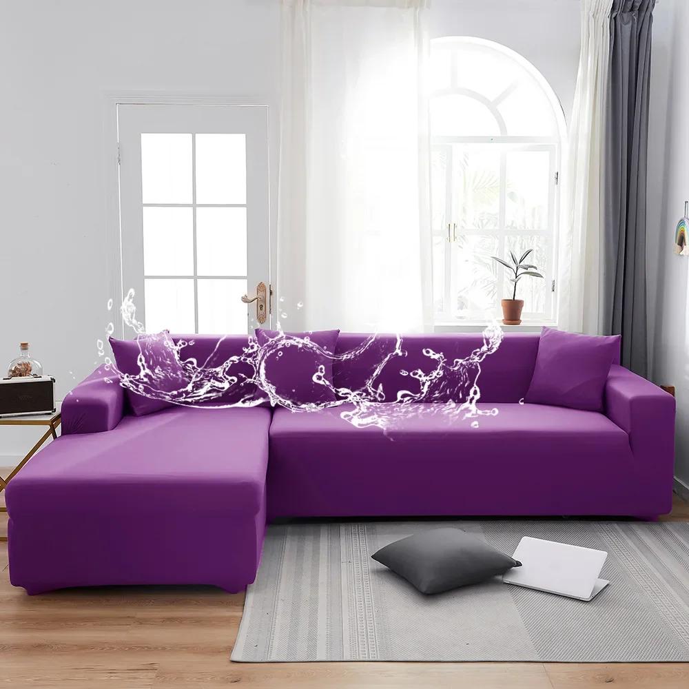 Waterproof Sofa Covers 1/2/3/4 Seats Elastic Solid Couch Cover L Shaped Sofa  Cover Protector Bench Covers