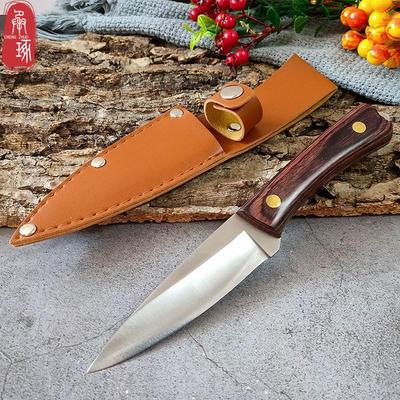 סכין רב-תכליתית מנירוסטה עם נדן עור ידית סכין כבש בשר צלוי וסכין קטנה חיצונית לחיתוך פירות