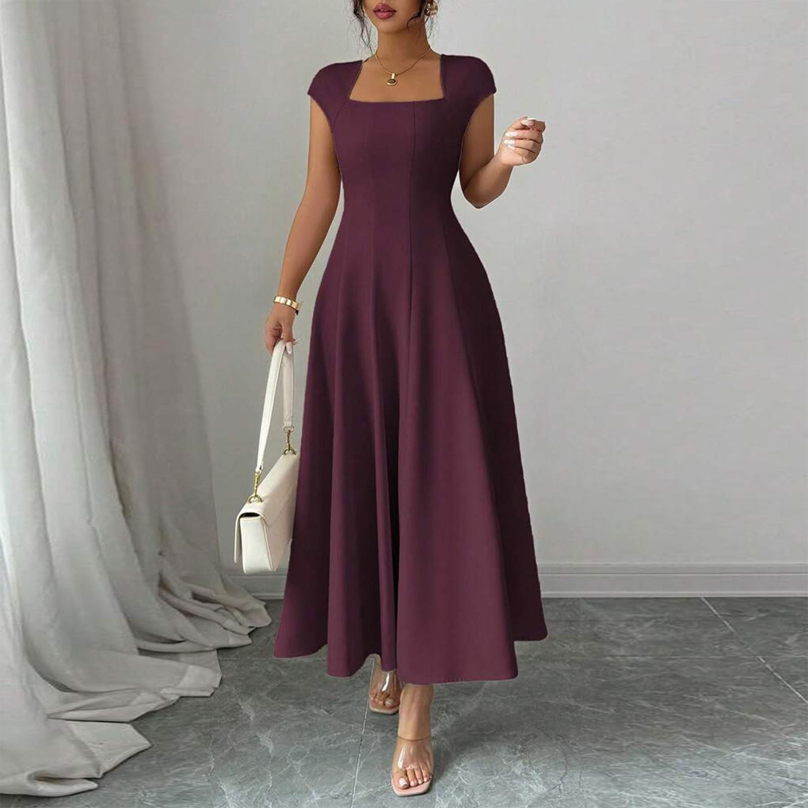 Women s Square-Neck Slim-Fit Ahem Dress S фиолетовый