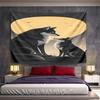 "Majestic Wolves Under Full Moon Sky" Pattern Wall Hanging Tapestry Decorative Tapestry Home Decor for Bedroom and Living Room