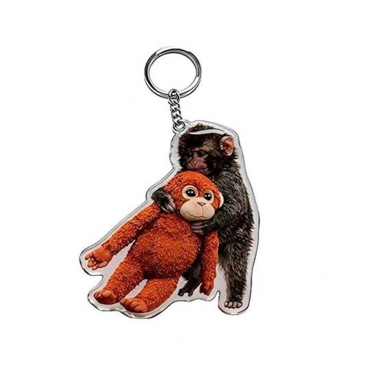 1/5Pcs Keychain Pendant 2D Printed Monkey Design Charm Bag Strap Keychain Backpack Purse Car Keys Accessory