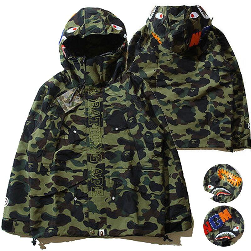 Heren A Bathing Ape Haaienkop Camouflage Hoodie Jas Met Zacht Ademend Materiaal