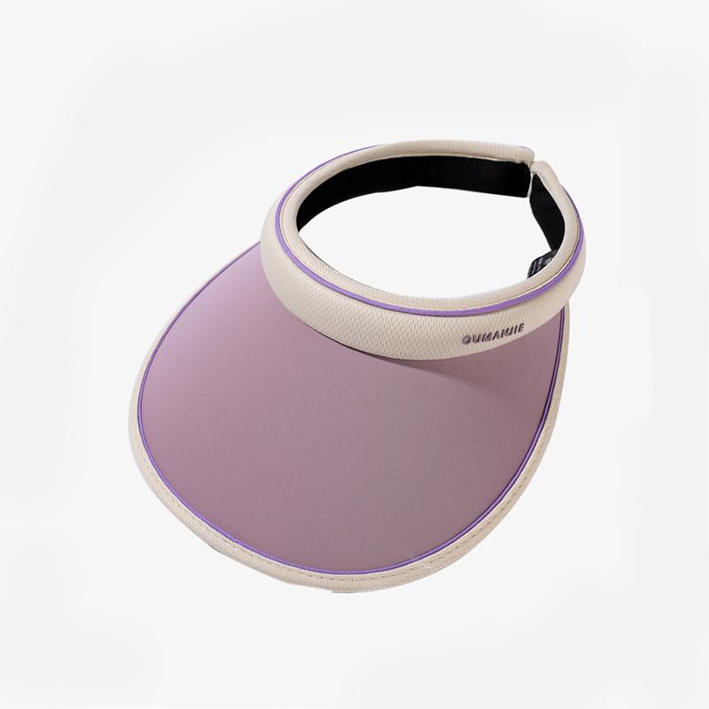 Корейский стиль Color Block Ледяной шелк Повязка-шапка Широкополая Солнцезащитная шляпа Для закрытия лица фиолетовый