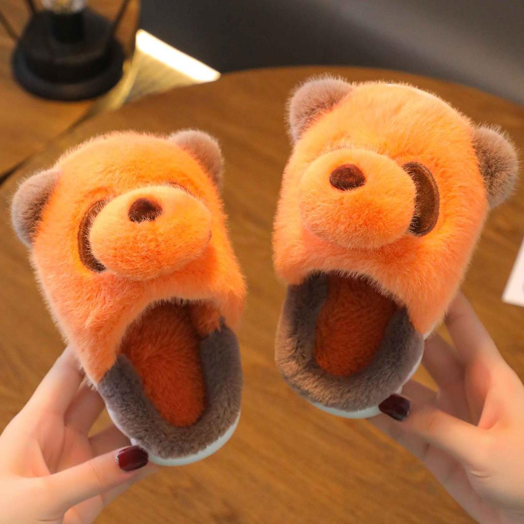 New Cute Panda Slippers Children's Designer Kids Funny Slides Indoor Home Shoes Boy Girl Furry Mules Winter Warm House Shoes