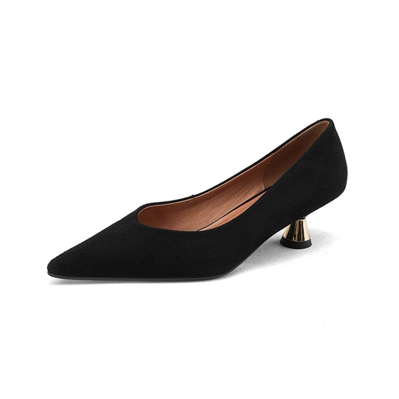 Fashion New women's spring and autumn pointed leather sheep skin sexy runway leopard print golden high heels work shoes