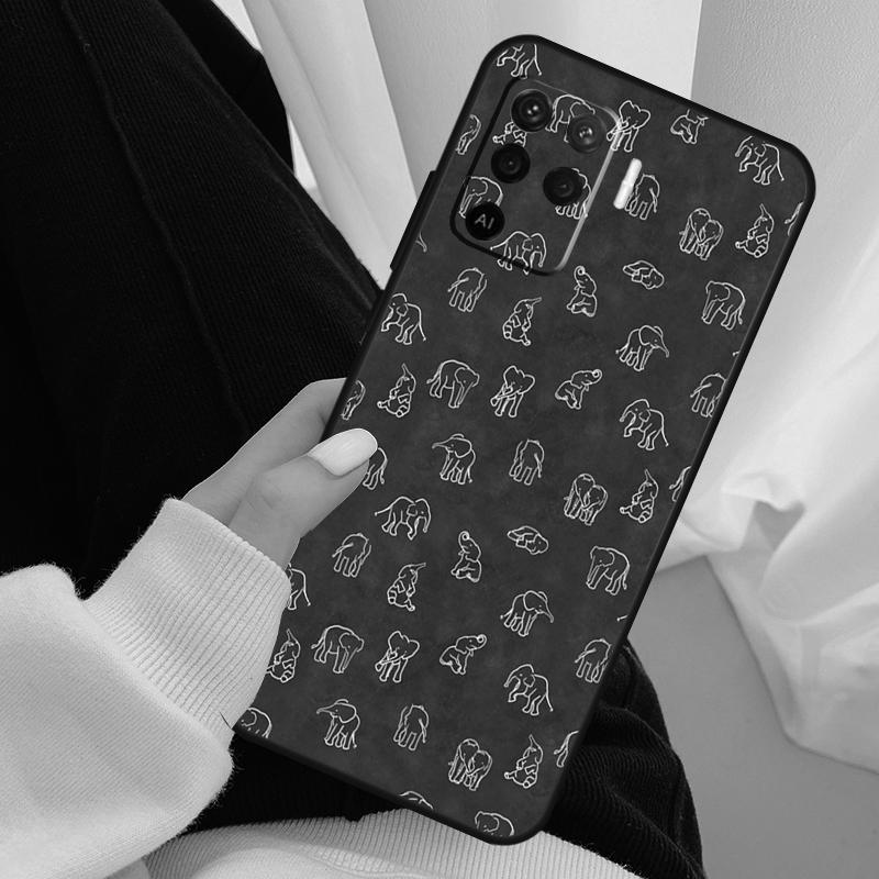 Cute Baby Elephant Case For Oppo A96 A76 A16 A60 A98 A58 A78 A18 A38 A80 A40 A77 A57 A17 A74 A54 A94 A15 A5 Pro